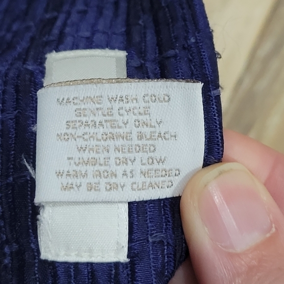 Chico's Textured Button Front 3/4 Sleeve Cropped Mandy Jacket Blue size Small - Picture 8 of 10